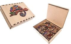 Falixen Dřevěné puzzle Chameleon (menší) 140 dílků v dárkové krabičce