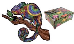 Falixen Dřevěné puzzle Chameleon XL 140 dílků v dárkové krabičce