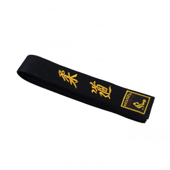 MASUTAZU Černý pásek s nášivkou a zlatou výšivkou "JUDO", 4,5 cm