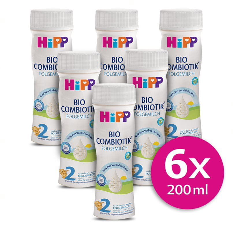 Levně HiPP 2 Bio Combiotik Pokračovací tekutá kojenecká výživa 6x200ml