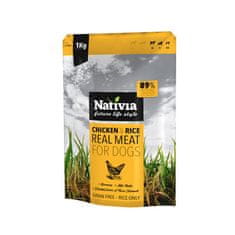 NATIVIA Real Meat - Chicken&Rice kompletní krmivo pro psy s čerstvým masem 1 kg
