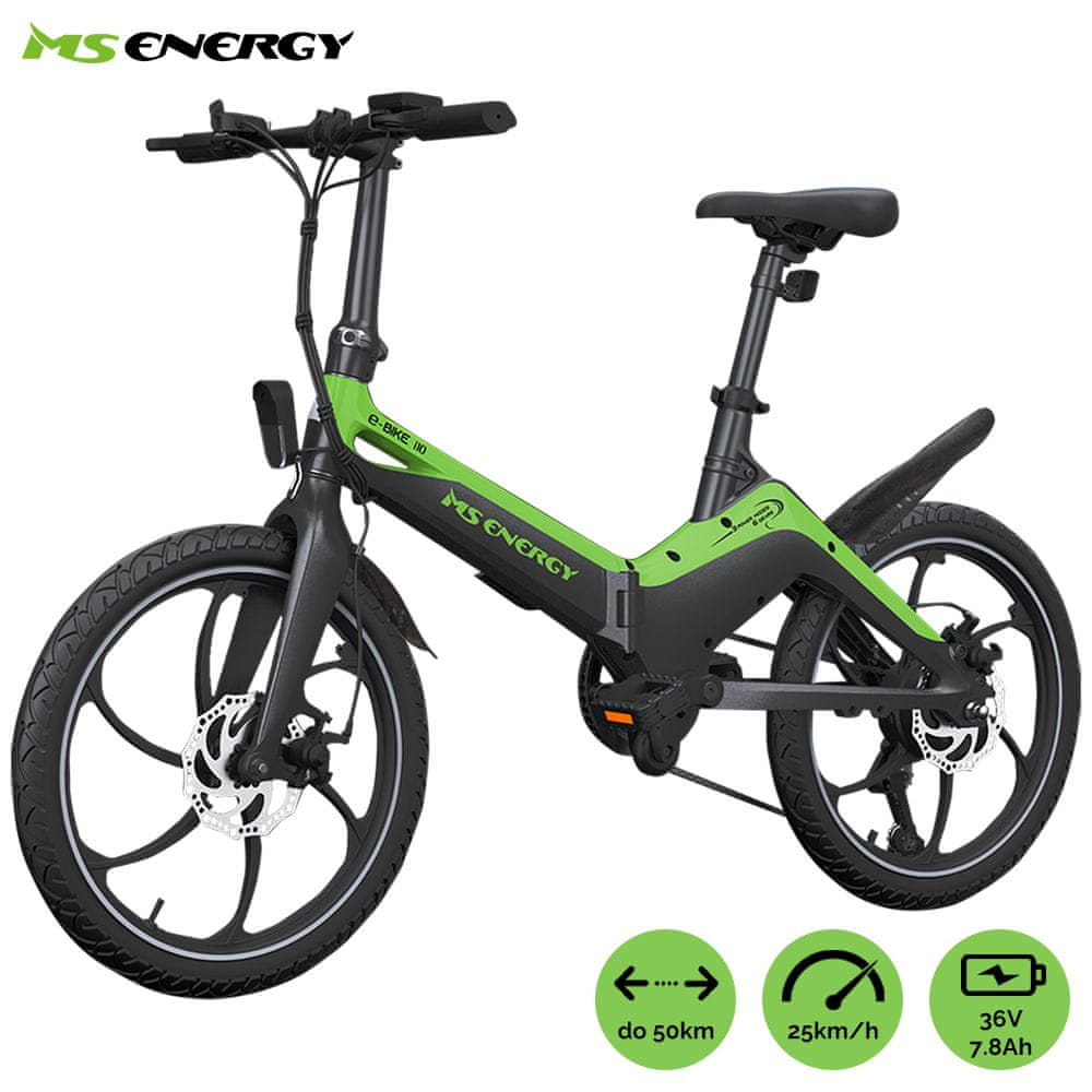 MS ENERGY E-bike i10, black green - použité