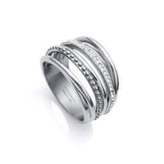 Viceroy Výrazný ocelový prsten s kubickými zirkony Chic 75306A01 (Obvod 56 mm)