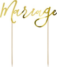 PartyDeco zapichovací dekorace na dort Mariage zlatá