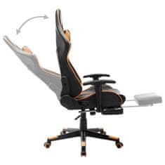 Greatstore Herní židle s podnožkou černá a oranžová umělá kůže