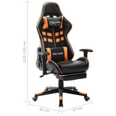 Greatstore Herní židle s podnožkou černá a oranžová umělá kůže