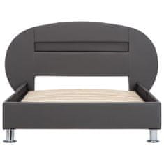 Vidaxl Rám postele s LED světlem šedý umělá kůže 90 x 200 cm