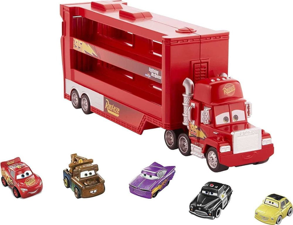 Mattel Cars Mini transportér Mack a 5 autíček