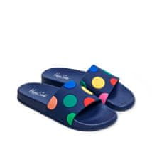 Happy Socks Modré pantofle Happy Socks Pool Slider s barevnými puntíky, vzor Dot