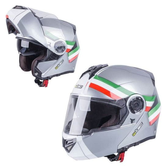 W-TEC Výklopná moto helma Vexamo Barva černo-zelená, Velikost XS (53-54)