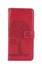TopQ Pouzdro Realme 9 Pro knížkové Tmavě růžový strom sovičky 71617