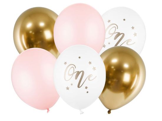Sada latexových balónků 1. narozeniny - holka - 6 ks - 30 cm