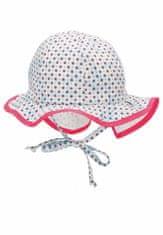 Sterntaler klobouček s plachetkou baby UV 50+ dívčí, zavazovací, bílý, modrá kvítka 1402225, 49