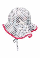 Sterntaler klobouček s plachetkou baby UV 50+ dívčí, zavazovací, bílý, modrá kvítka 1402225, 49