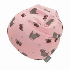 Sterntaler čepička dívčí spadlá, růžová, kočky, motýli, bavlněný jersey UV 50+ 1402260, 39