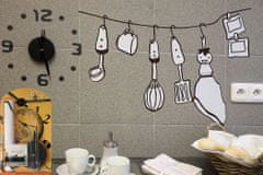 H&D HOME DESIGN Kuchyňské nalepovací hodiny s dekorací