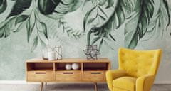 Muralo Fototapeta Akvarelové tropické LISTÍ 3D 360x240