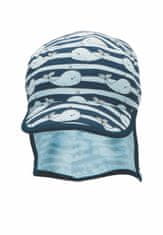 Sterntaler čepice s plachetkou modrá chlapecká jerzey UV 30+ velryby 1612248, 47