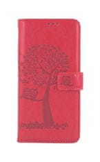 TopQ Pouzdro Realme 9i knížkové Tmavě růžový strom sovičky 71626