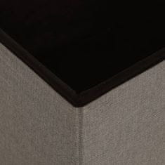 Vidaxl Skládací taburet s úložným prostorem, barva taupe, umělé plátno