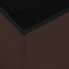 Vidaxl Skládací taburet s úložným prostorem, 2 kusy, hnědý, PVC