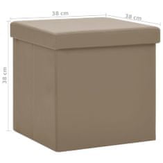 Vidaxl Skládací taburet s úložným prostorem, 2 kusy, barva cappuccino, PVC