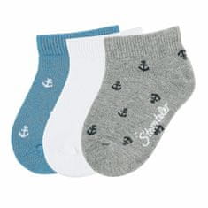 Sterntaler Ponožky kotníčkové dětské šedé, kotvičky 3 páry 8512021, 7-8 let