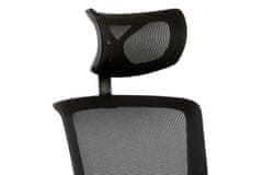 Nejlevnější nábytek Kancelářská židle s podhlavníkem MANOLITO, látka mesh černá, houpací mechanismus