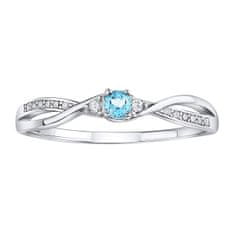 Silvego Stříbrný prsten s modrým Topazem a Brilliance Zirconia JJJR1100TS (Obvod 56 mm)