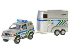 2-Play Policejní auto CZ 13 cm kov s přívěsem + 2 vozíky na baterie v krabičce