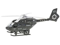 2-Play Traffic vrtulník policejní 22 cm kov na zpětný chod na baterie se světlem a zvukem v krabičce