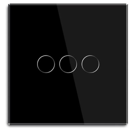 iQtech vypínač Millennium NoN Zigbee, 3×, Smartlife, černý