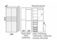 Domestav Skříň s posuvnými dveřmi 120 cm, lamino dveře smrk, bílá