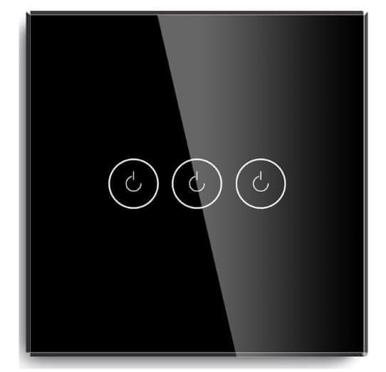 iQ-Tech vypínač Millennium NoN WiFi, 3×, Smartlife, černý