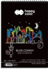 CBPAP Černý kreslicí blok skicák A4, 80 g / m2, 40 listů, Happy Color