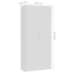 Greatstore Úložná skříň bílá 80 x 35,5 x 180 cm dřevotříska