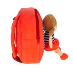 HABARRI Červený batoh pro děti ve věku 3-6 let s odnímatelnou panenkou "Nella"