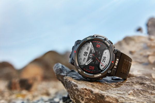 Inteligentné hodinky Amazfit T-Rex 2, odolné, vojenský štandard, vodotesné, multi šport, športové, GPS, Glonass, Beidou Galileo AMOLED displej HD displej veľký dotykový displej dvojpásmové polohovanie barometrický výškomer inteligentné hodinky do extrémnych podmienok dlhá výdrž batérie výkonná GPS pokročilá GPS ovládacie tlačidlá vysoká odolnosť odolné hodinky 10ATM, hĺbka až 100 m, dlhá výdrž batérie meranie saturácie kyslíku v krvi aplikácie Zepp OS Android iOS satelitné polohovanie import trasy navigácia navigovanie monitoring zdravie športové režimy automatické rozpoznanie aktivity prevádzka pri extrémnych teplotách expedičné hodinky MIL-STD-810 vojenská odolnosť dlhá výdrž na jedno nabitie, vojenský štandard, vodotesné