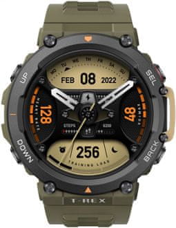 Inteligentné hodinky Amazfit T-Rex 2, odolné, vojenský štandard, vodotesné, multi šport, športové, GPS, Glonass, Beidou Galileo AMOLED displej HD displej veľký dotykový displej dvojpásmové polohovanie barometrický výškomer inteligentné hodinky do extrémnych podmienok dlhá výdrž batérie výkonná GPS pokročilá GPS ovládacie tlačidlá vysoká odolnosť odolné hodinky 10ATM, hĺbka až 100 m, dlhá výdrž batérie meranie saturácie kyslíku v krvi aplikácie Zepp OS Android iOS satelitné polohovanie import trasy navigácia navigovanie monitoring zdravie športové režimy automatické rozpoznanie aktivity prevádzka pri extrémnych teplotách expedičné hodinky MIL-STD-810 vojenská odolnosť výškomer meranie tepovej frekvencie