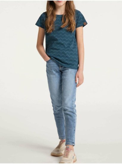 Ragwear Tmavě modré holčičí vzorované tričko Ragwear Violka Chevron
