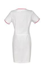 M&C - Modern Company Kosmetické lékařské šaty se zipem bílé barvy s lemováním amarantu s krátkým rukávem - 38