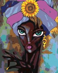 ZUTY Diamantové malování - AFRICKÁ ŽENA SE SLUNEČNICÍ 40x50 cm vypnuté plátno na rám