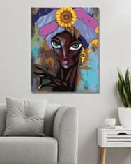 ZUTY Diamantové malování - AFRICKÁ ŽENA SE SLUNEČNICÍ 40x50 cm vypnuté plátno na rám