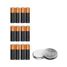 Netscroll AAA Baterie + CR2025, sada 12x AAA baterií s bonusem CR2025 baterie pro dálkové ovladače, náramkové hodinky, kuchyňské váhy a více, všestranné baterie vysoké účinnosti pro GlowWaterLights, Battery13