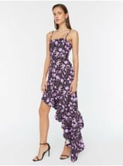 Trendyol Fialové květované šaty s volánem Trendyol XL