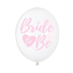 PartyDeco Balónky 50 ks průhledné s růžovým "Bride to be" 30 cm