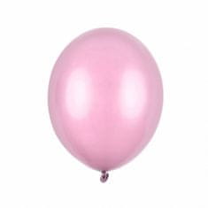 PartyDeco Balónky latexové metalické – 27 cm růžová 100 ks