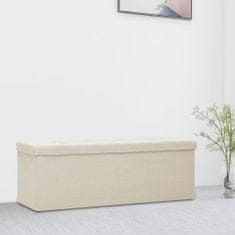 Greatstore Skládací lavice s úložným prostorem, krémová barva, umělé plátno