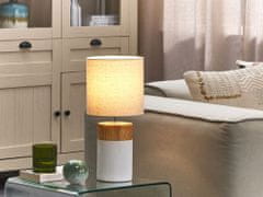 Beliani Keramická stolní lampa bílá / světlé dřevo ALZEYA