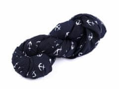 Kraftika 1ks 12 modrá tmavá letní šátek / šála kotva 80x170 cm